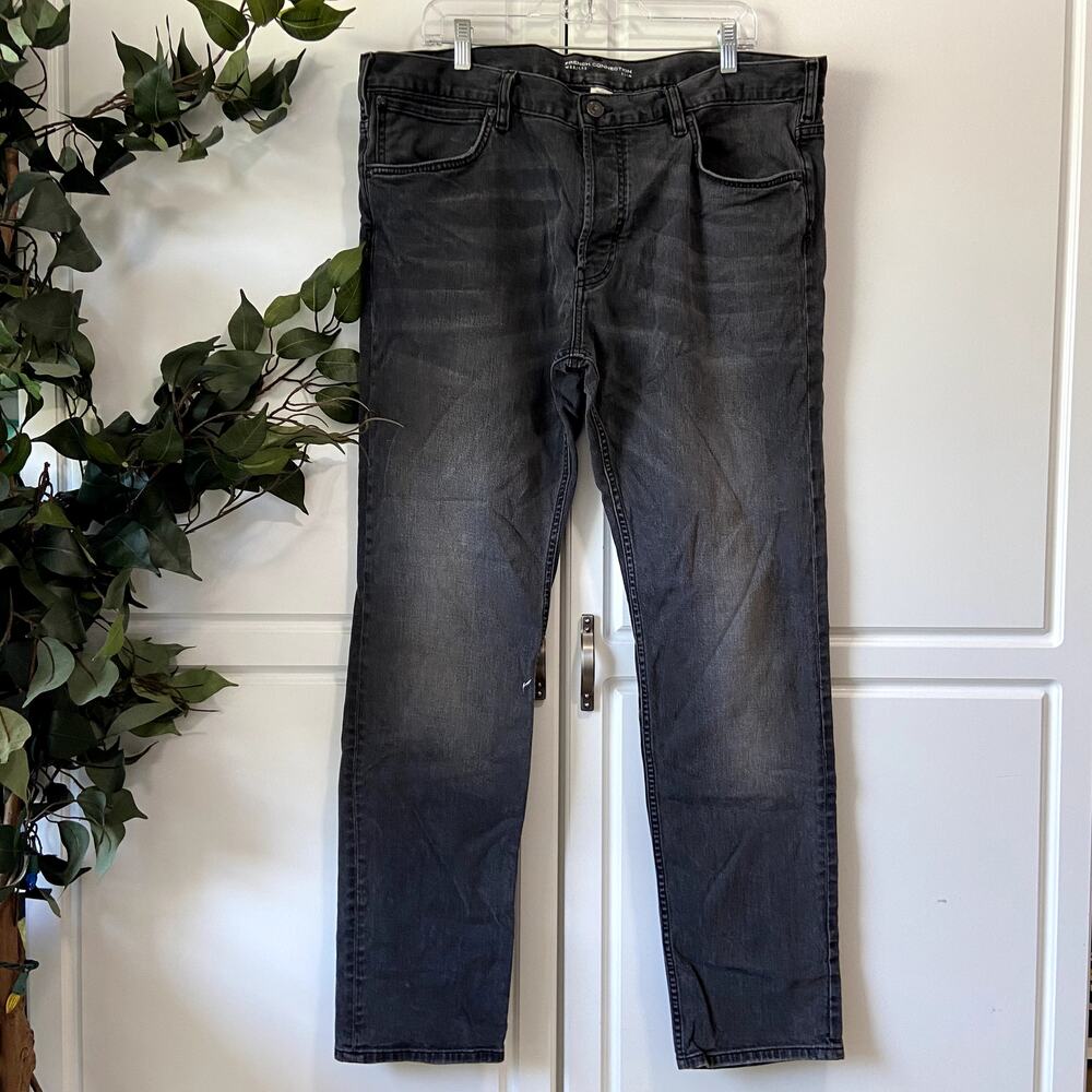 French Connection Slim Fit Jeans Mens 38x33 Dark Gray Wash Button Fly